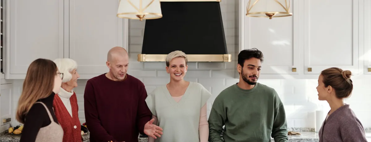 A family together in their kitchen